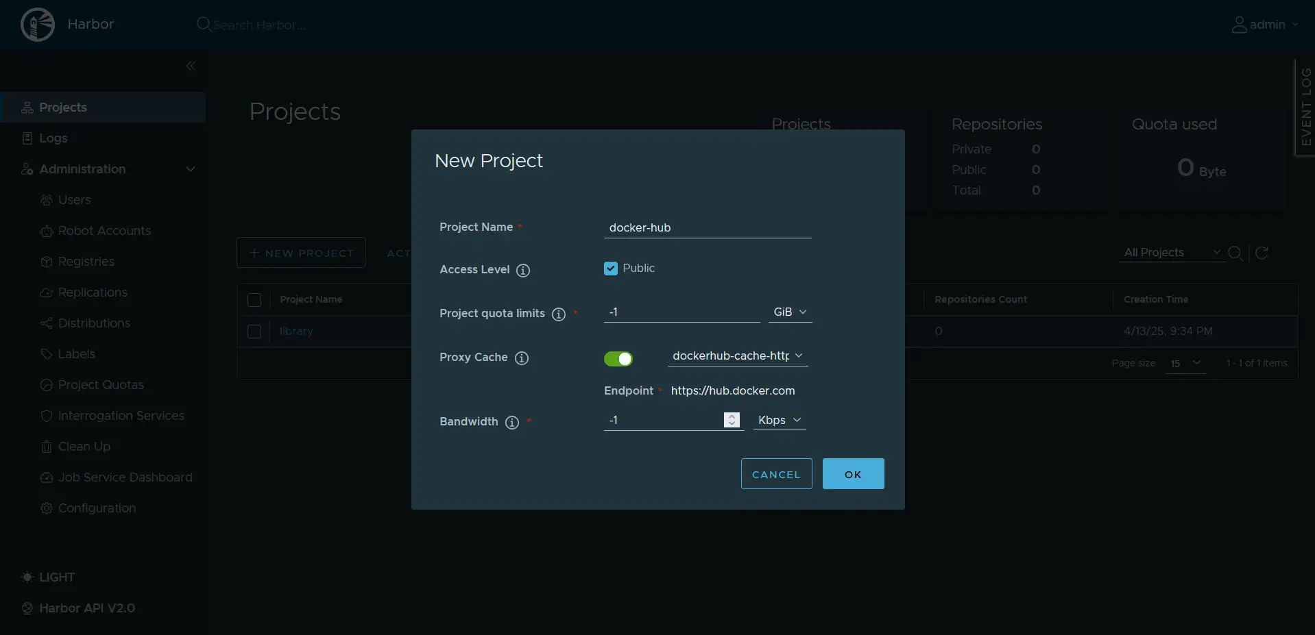 Harbor Project Pull-Through Cache Configuration